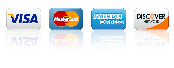 Visa, Mastercard, American Express, and Discover accepted